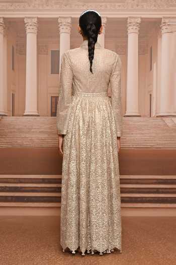 Tarun Tahiliani Embroidered Jacket & Satin Dress Set 