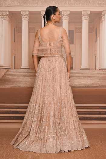 Tarun Tahiliani Thread & Crystal Embroidered Corset Lehenga Set 