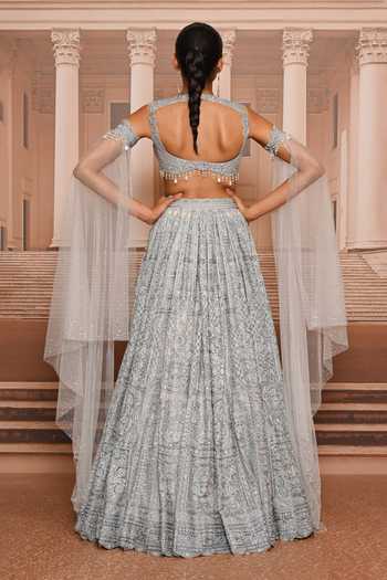 Tarun Tahiliani Pearl Embroidered Blouse & Lehenga Set 