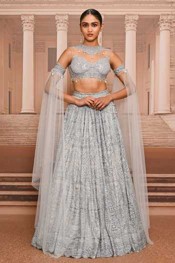 Tarun Tahiliani Pearl Embroidered Blouse & Lehenga Set 