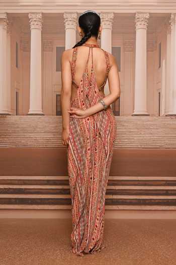 Tarun Tahiliani Hand Embroidered Draped Dress 