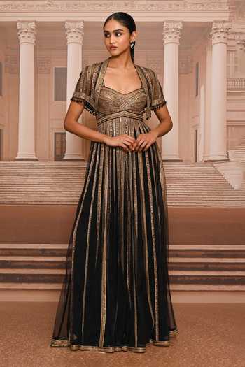 Tarun Tahiliani Embroidered Jumpsuit With Cape 