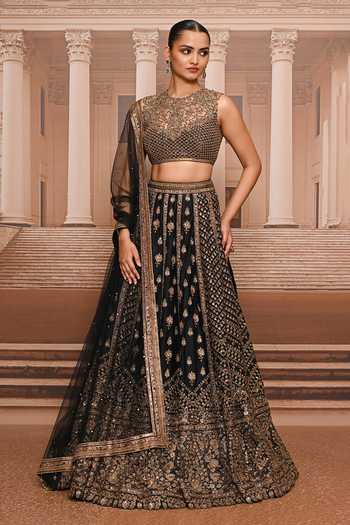 Tarun Tahiliani Hand Embroidered Satin Organza Lehenga Set 