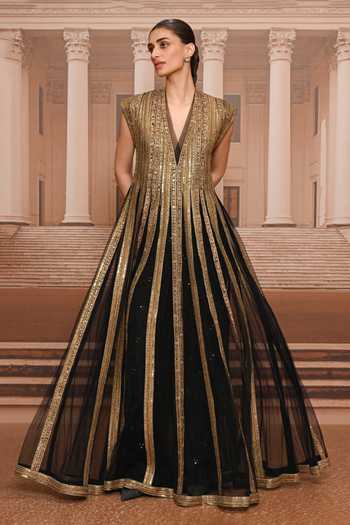 Tarun Tahiliani Sequin Embroidered Anarkali & Trouser Set