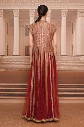 Tarun Tahiliani Sequin Embroidered Flared Anarkali & Trouser Set