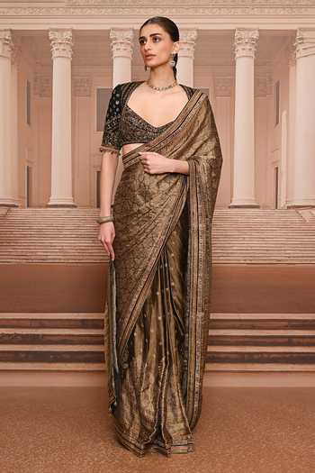 Tarun Tahiliani Printed Saree With Embroidered Blouse 