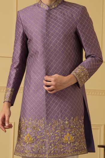 Hilo Design Marfil Zardozi Embroidered Sherwani Set 