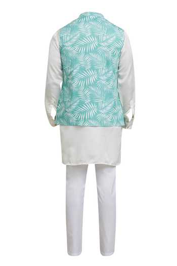 SPRING BREAK Tropical Print Nehru Jacket For Kids