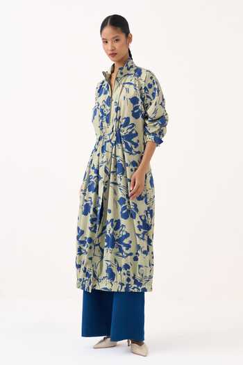 Three Floral Print Drawstring Tunic