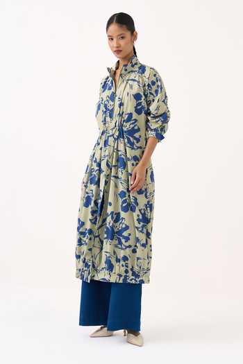 Three Drawstring Floral Tunic & Pant Set 