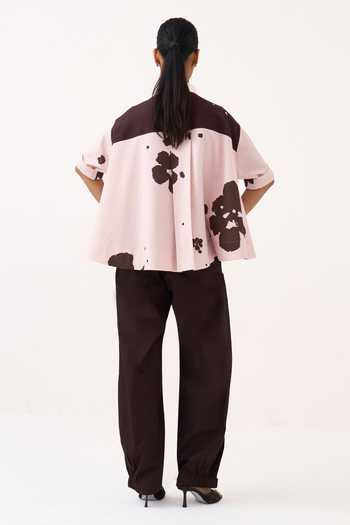 Three Floral Wide Hem Shirt & Pant Set 