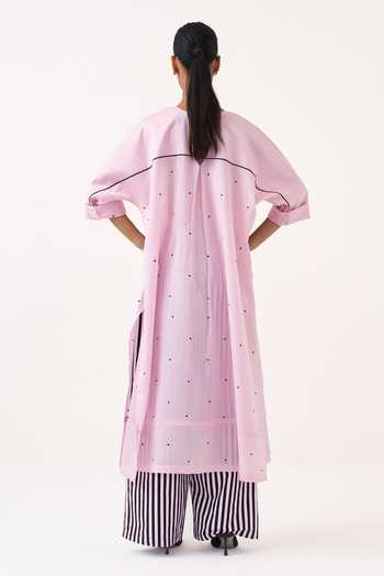 Three Pintuck Polka Kaftan & Pant Set 