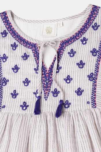 Shop_Byb Premium_Beige Linen Embroidered Dress _Online_at_Aza_Fashions