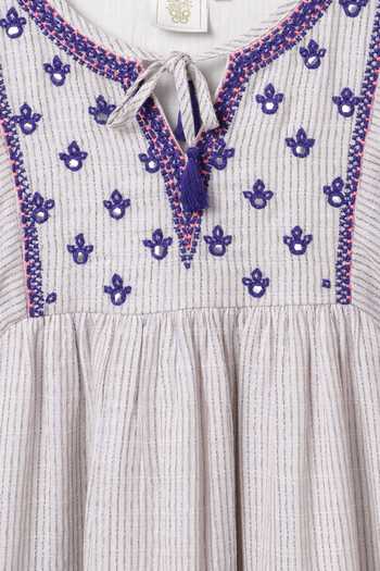 Buy_Byb Premium_Beige Linen Embroidered Dress 