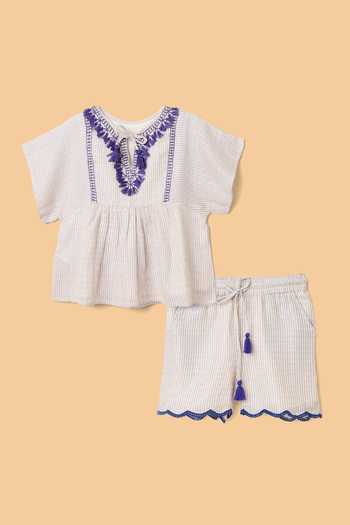 Byb Premium Beige Linen Striped Top And Shorts Set Online at Aza Fashions Byb Premium_Beige Linen Striped Top And Shorts Set _Online_at_Aza_Fashions