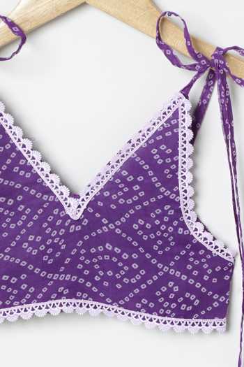 Buy_Byb Premium_Purple Tissue, Taffeta, Chiffon Bandhani Pattern Top With Lehenga  _Online_at_Aza_Fashions