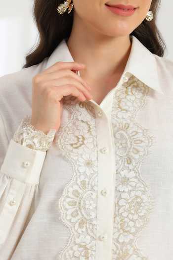 Shop_DAREISS_Beige Linen Collared Neck Moonlight Shirt 