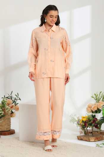 DAREISS Spring Embroidered Cotton Silk Shirt & Pant Set 