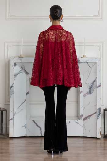 DAREISS Floral Chantilly Lace Work Cape 