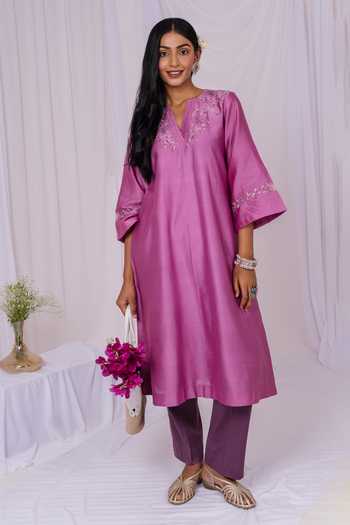 Mushio Embroidered Chanderi Kurta 