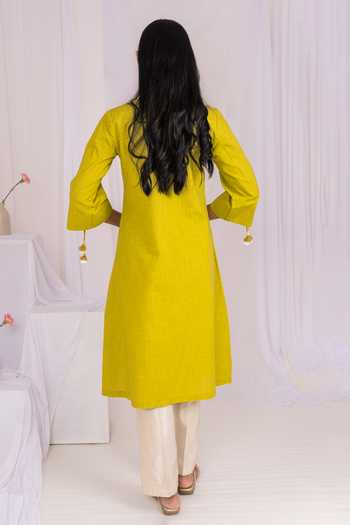 Mushio Hand Embroidered Linen Kurta 