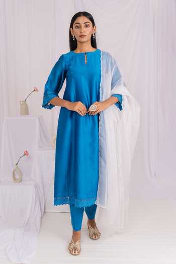 Mushio Chanderi Lace Hem Kurta 