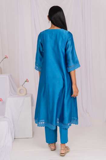 Mushio Chanderi Lace Hem Kurta 