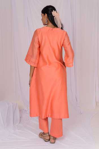 Mushio Pintuck Chanderi Kurta Set 