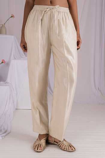 Mushio_Green Linen, Silk, Cotton Collared Neck Hand Embroidered Kurta And Pant Set _at_Aza_Fashions