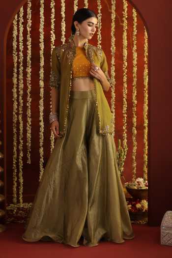 Aaroh By Dolly Sunehri Saanjh Embroidered Jacket Sharara Set 