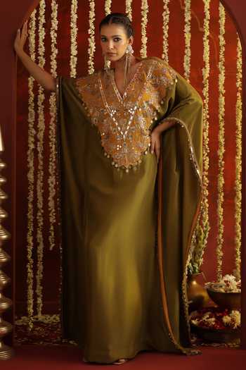 Aaroh By Dolly Sunehri Saanjh Embroidered Kaftan 
