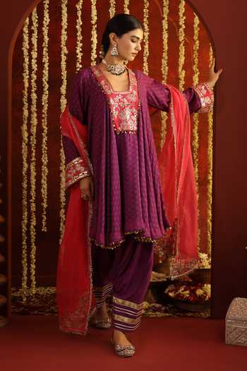 Aaroh By Dolly Sunehri Saanjh Contrast Yoke Short Anarkali Set 