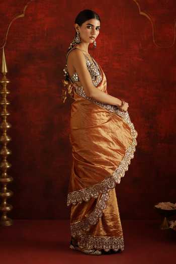 Aaroh By Dolly Hand Dabka Embroidered Saree With Blouse 