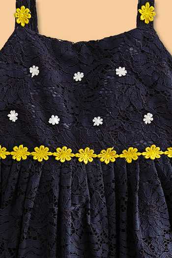 Buy Byb Premium Navy Lace Embroidered Dress Buy_Byb Premium_Navy Lace Embroidered Dress