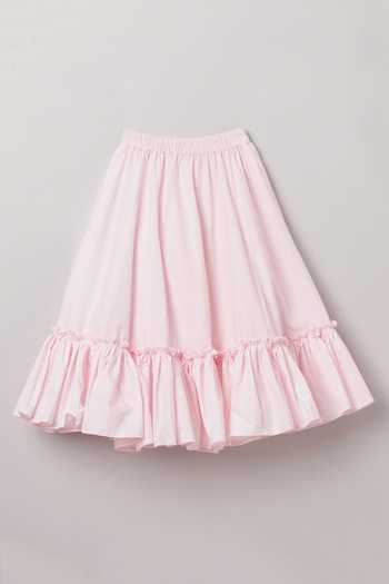 Byb Premium_Pink Cotton Tie-up Top And Skirt Set _Online_at_Aza_Fashions