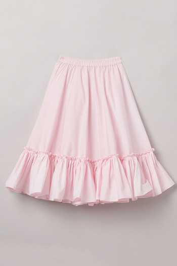 Buy_Byb Premium_Pink Cotton Tie-up Top And Skirt Set _Online_at_Aza_Fashions