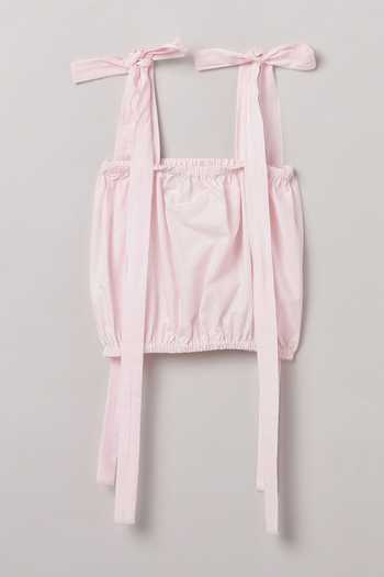 Shop_Byb Premium_Pink Cotton Tie-up Top And Skirt Set _Online_at_Aza_Fashions