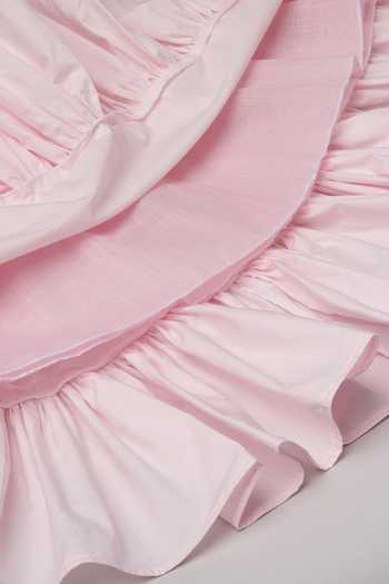 Byb Premium_Pink Cotton Tie-up Top And Skirt Set _at_Aza_Fashions