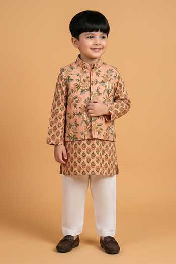 Byb Premium Floral Print Bundi Kurta Set 