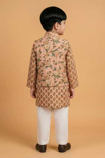 Byb Premium Floral Print Bundi Kurta Set 