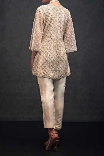 Studio22 By Pulkita Arora Bajaj Angelical Pearl Jaal Kurta With Pant For Kids