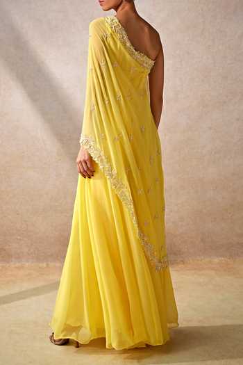 Studio22 By Pulkita Arora Bajaj Sunkissed Vine Garden Embroidered One Shoulder Jumpsuit For Kids