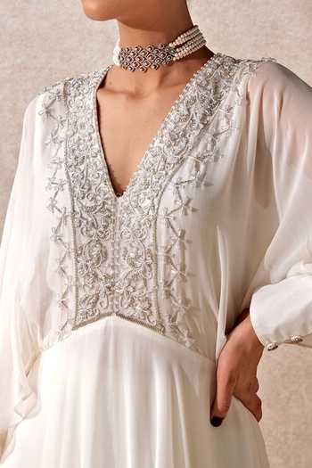 Studio22 By Pulkita Arora Bajaj Bloom Embroidered Dolman Sleeve Gown For Kids