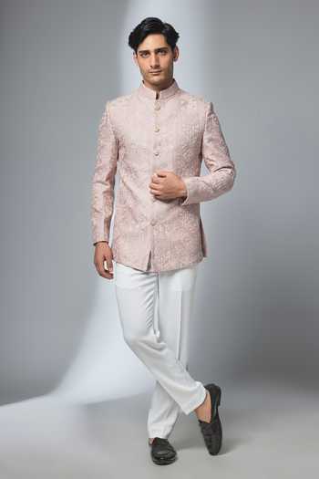 Salil Bhatia Sequin Zari Embroidered Silk Chanderi Bandhgala 