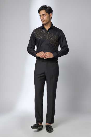 Salil Bhatia_Black Cotton Hand Embroidered Shirt _Online_at_Aza_Fashions