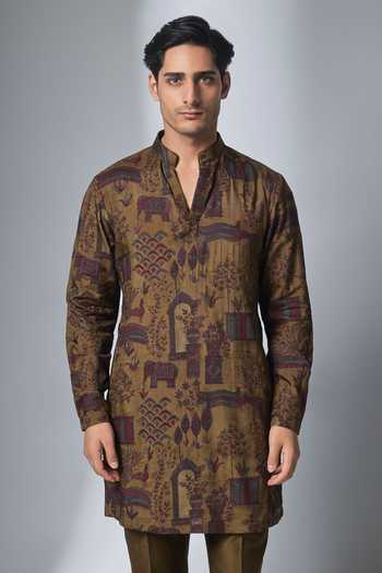 Buy Salil Bhatia Gold Silk Thread Embellished Kurta And Pant Set Online at Aza Fashions Buy_Salil Bhatia_Gold Silk Thread Embellished Kurta And Pant Set _Online_at_Aza_Fashions