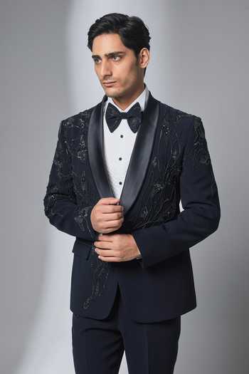Buy Salil Bhatia Blue Sequins, Beads, Stones Hand Embroidered Tuxedo Set Online at Aza Fashions Buy_Salil Bhatia_Blue Sequins, Beads, Stones Hand Embroidered Tuxedo Set _Online_at_Aza_Fashions