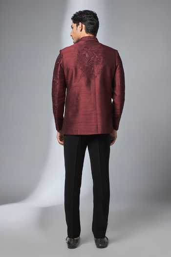 Salil Bhatia Raw Silk Embroidered Bandhgala 