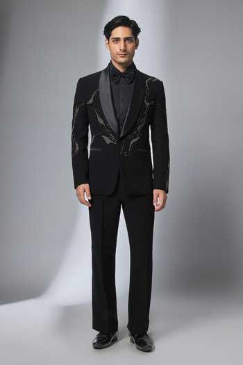 Salil Bhatia Tonal Embroidered Tuxedo Set