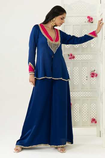 BAHAARA BY DIVYA NARULA Safiya Embellished Jacket Kurta & Palazzo Set 